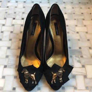 Dolce & Gabbana Suede Pump with Poodle detail